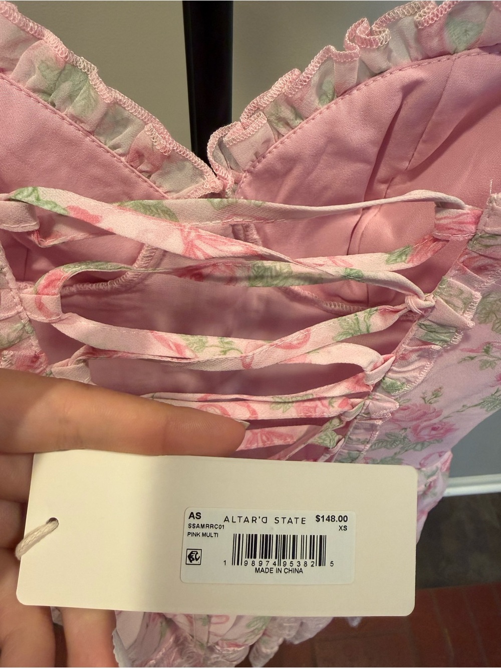 Altar'd State Pink Floral Lace-Up Sundress - Picture 6 of 6